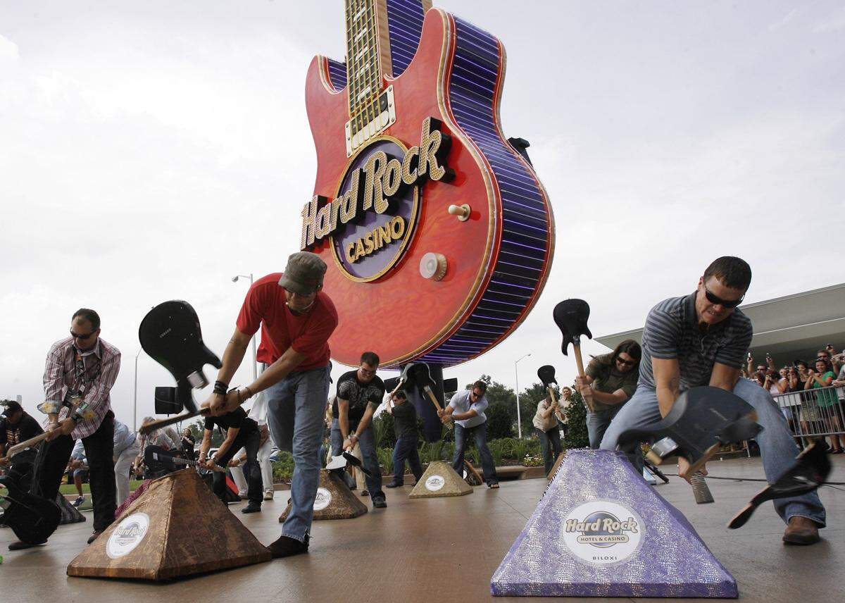 Celebrities and dignitaries joined the traditional guitar smash as Hard Rock Hotel & Casino officially opened on July 7, 2007, two years after Hurricane Katrina.