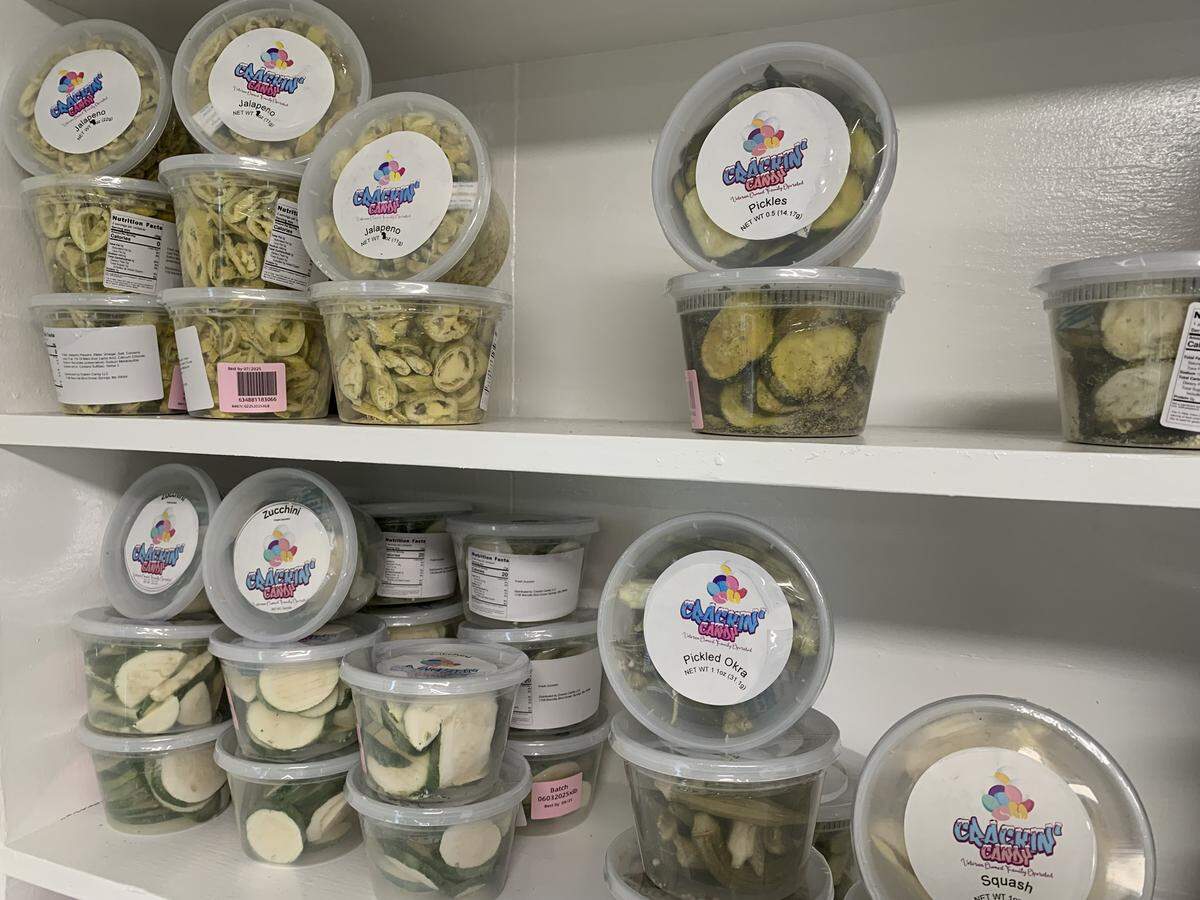 Freeze dried jalapenos, pickles and watermelon now join freeze dried candies on the shelves of Crackin’ Candy in Ocean Springs.