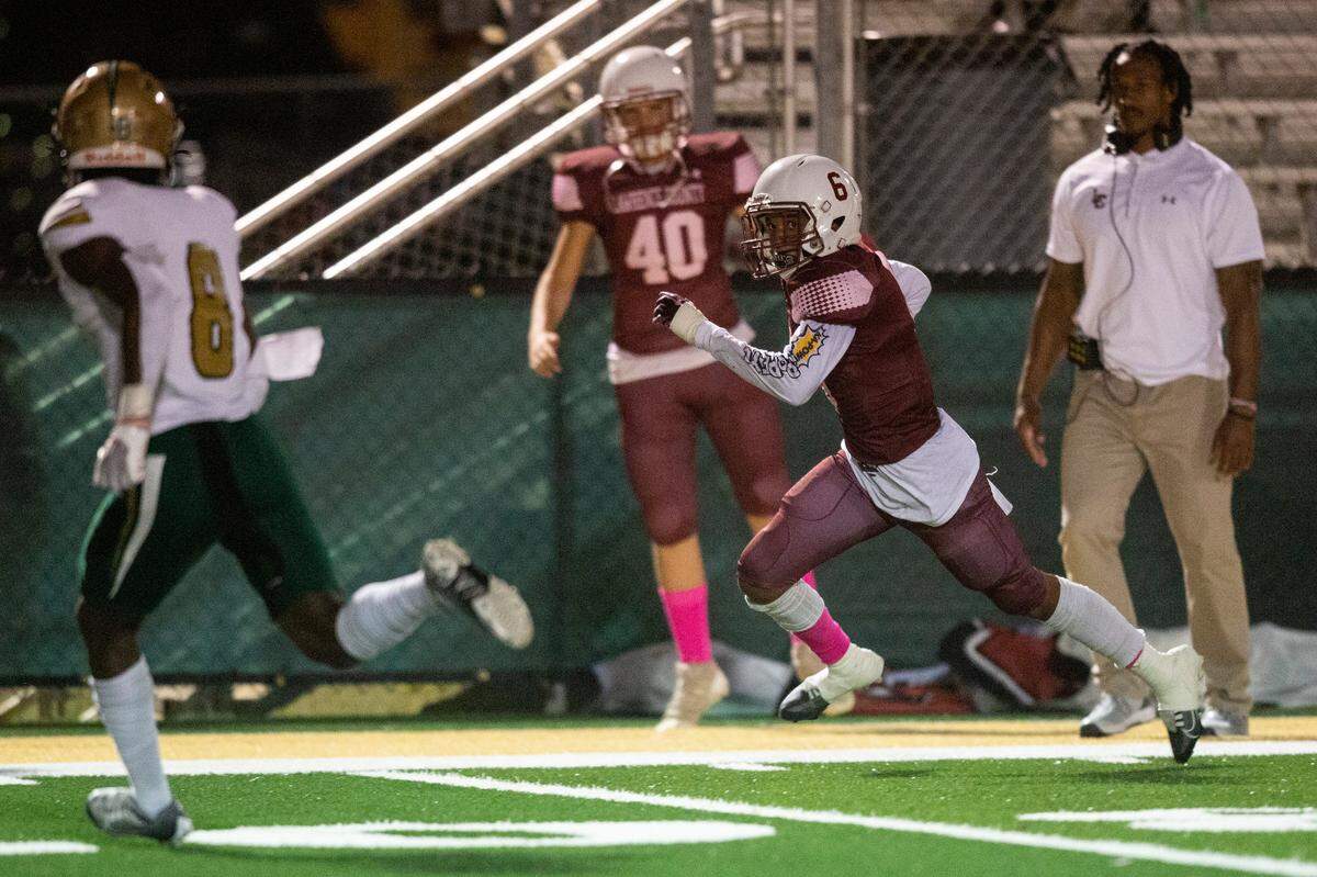 Lawrence County’s Wesley Harris runs the ball down the field during a game against Poplarville at Poplarville High School in Poplarville on Friday, Oct. 7, 2022.