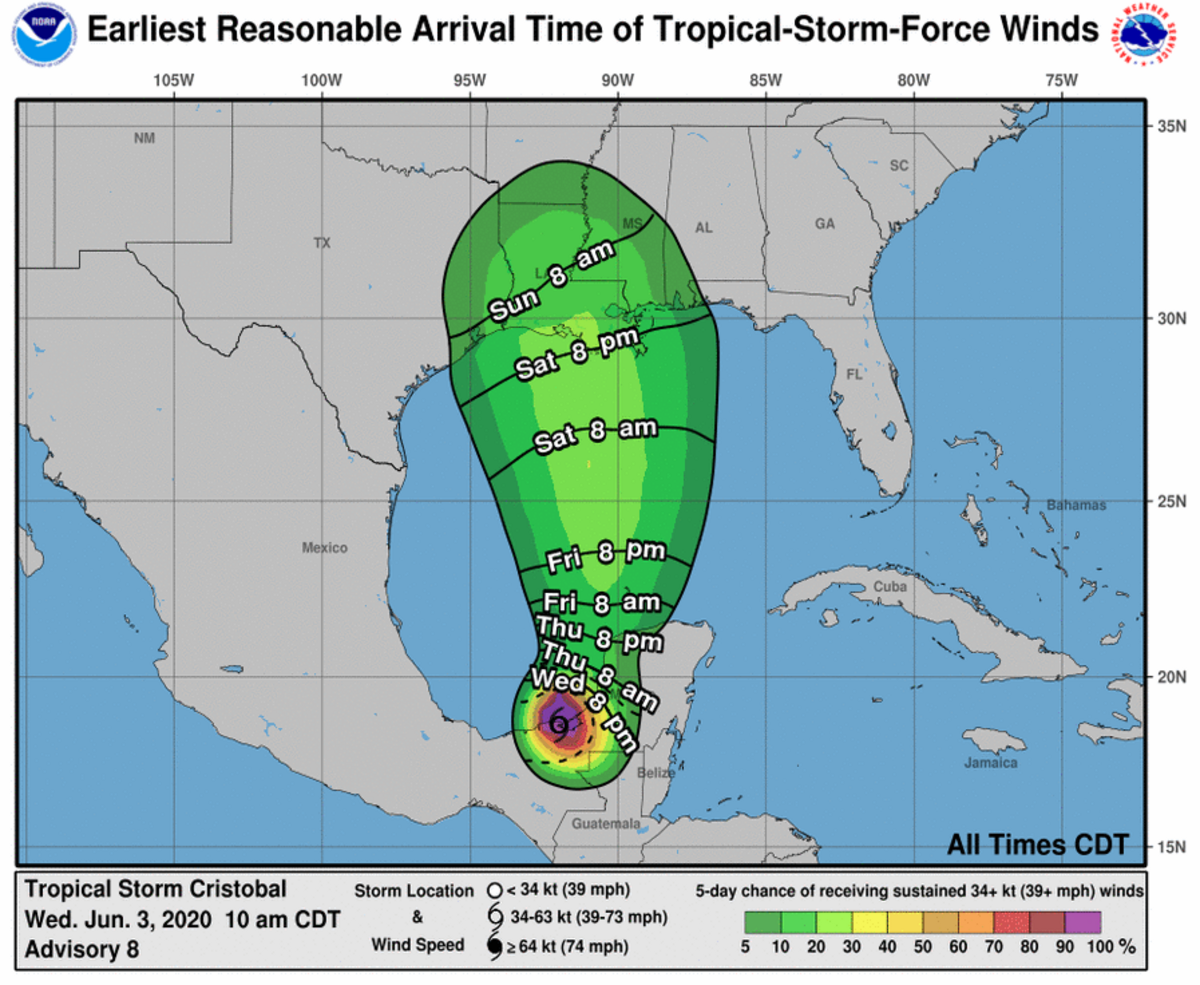 Tropical Storm Cristobal is expected to bring wind, rain and storm surge to the Gulf Coast starting this weekend.