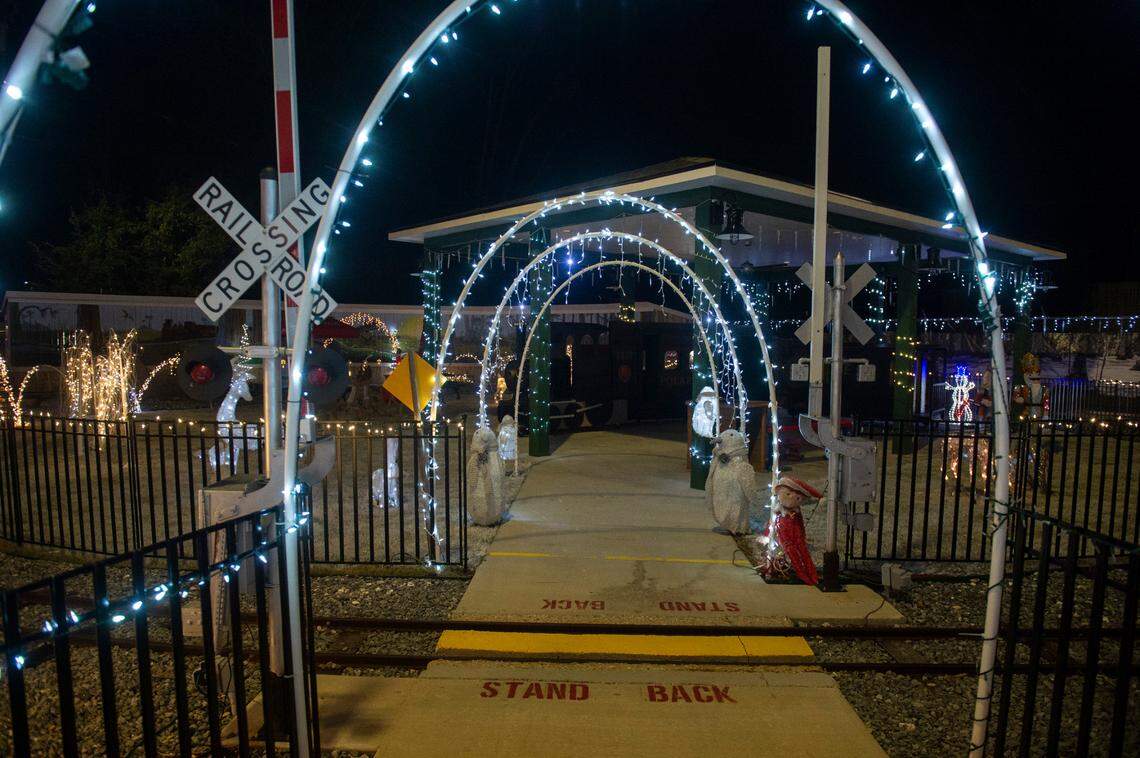 Light displays during a preview night for TrainTastic’s Holiday Lights event at TrainTastic Interactive Model Railroad Museum in Gulfport on Wednesday, Dec. 4, 2024.