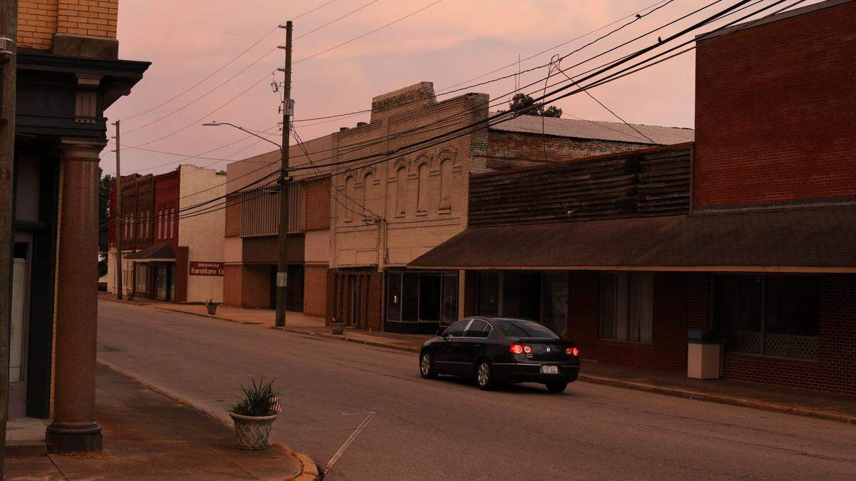 Empty storefronts in downtown Robersonville, N.C., on June 17, 2018.