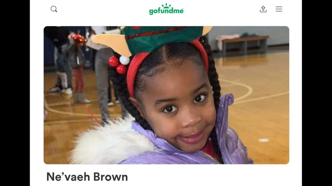 Ne’Vaeh Brown, 5, will have surgery to remove her eye after she was shot by a stray bullet during dance class in Athens, Georgia, on April 26, her mother said.