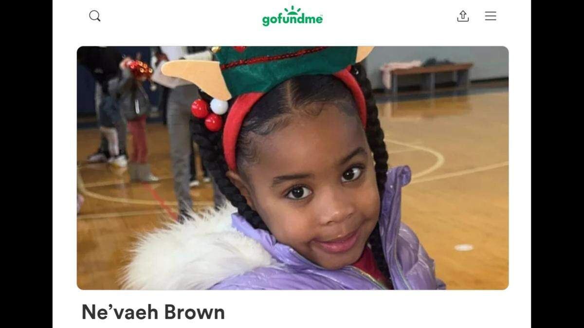 Ne’Vaeh Brown, 5, will have surgery to remove her eye after she was shot by a stray bullet during dance class in Athens, Georgia, on April 26, her mother said.