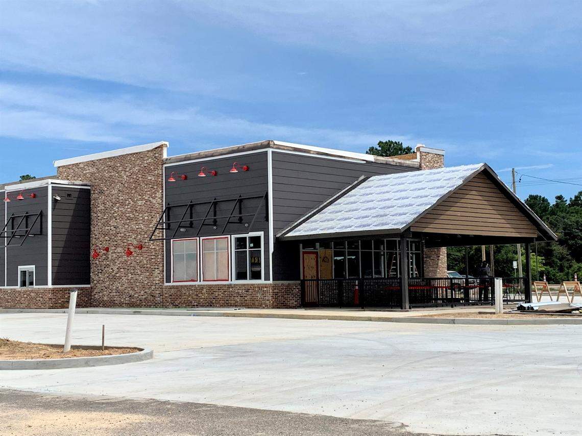 Construction is nearing completion at Slim Chickens at the corner of Popp’s Ferry and Cedar Lake Roads in Biloxi.