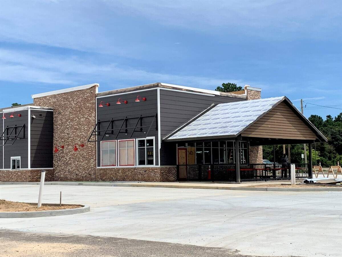Construction is nearing completion at Slim Chickens at the corner of Popp’s Ferry and Cedar Lake Roads in Biloxi.