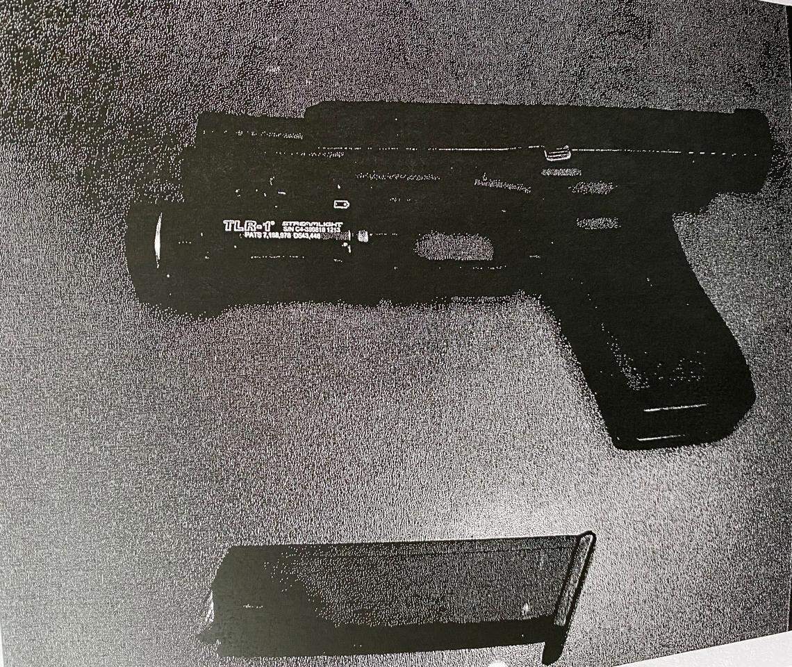 This photo from the investigative case file shows the gun Gulfport police officer Jason Cuevas used to shoot Leonard Parker Jr. on Feb. 1, 2020.