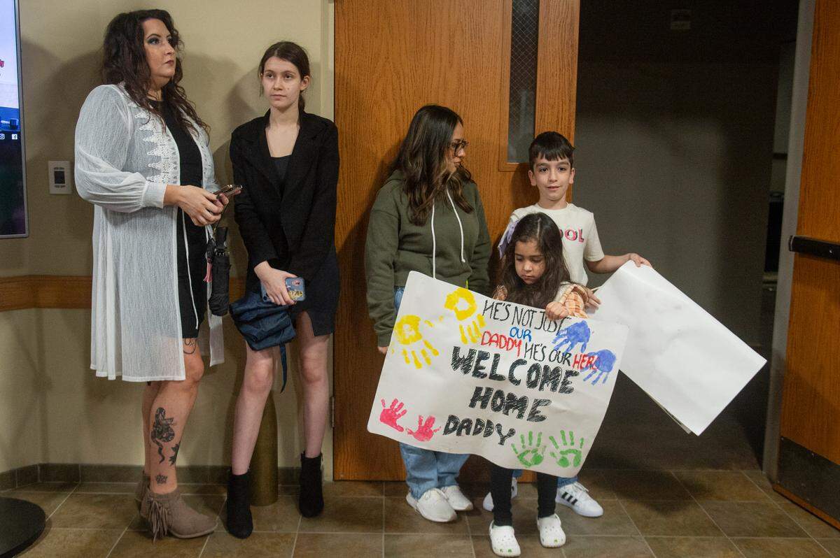 Family members of Naval Mobile Construction Battalion 133 wait for their family members to return from deployment at a homecoming event at the Naval Construction Battalion Center in Gulfport on Tuesday, March 5, 2024.