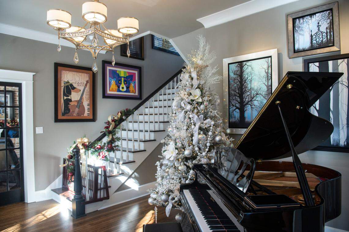 A player piano sits in the foyer of the Glenn Swetman House in Biloxi on Monday, Dec. 11, 2023. The home was originally built in 1926 and was owned by the city of Biloxi at the time the Lombardi-Bensons purchased it.