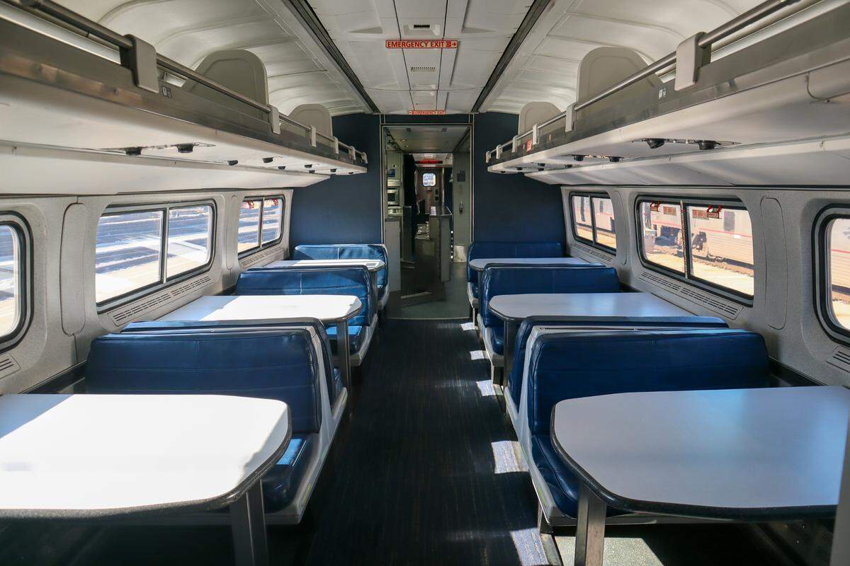 Coach seats on Amtrak’s new Mardi Gras Line from New Orleans, through South Mississippi to Mobile have no middle seat and have free WiFi and access to the food service featuring regional cuisine.