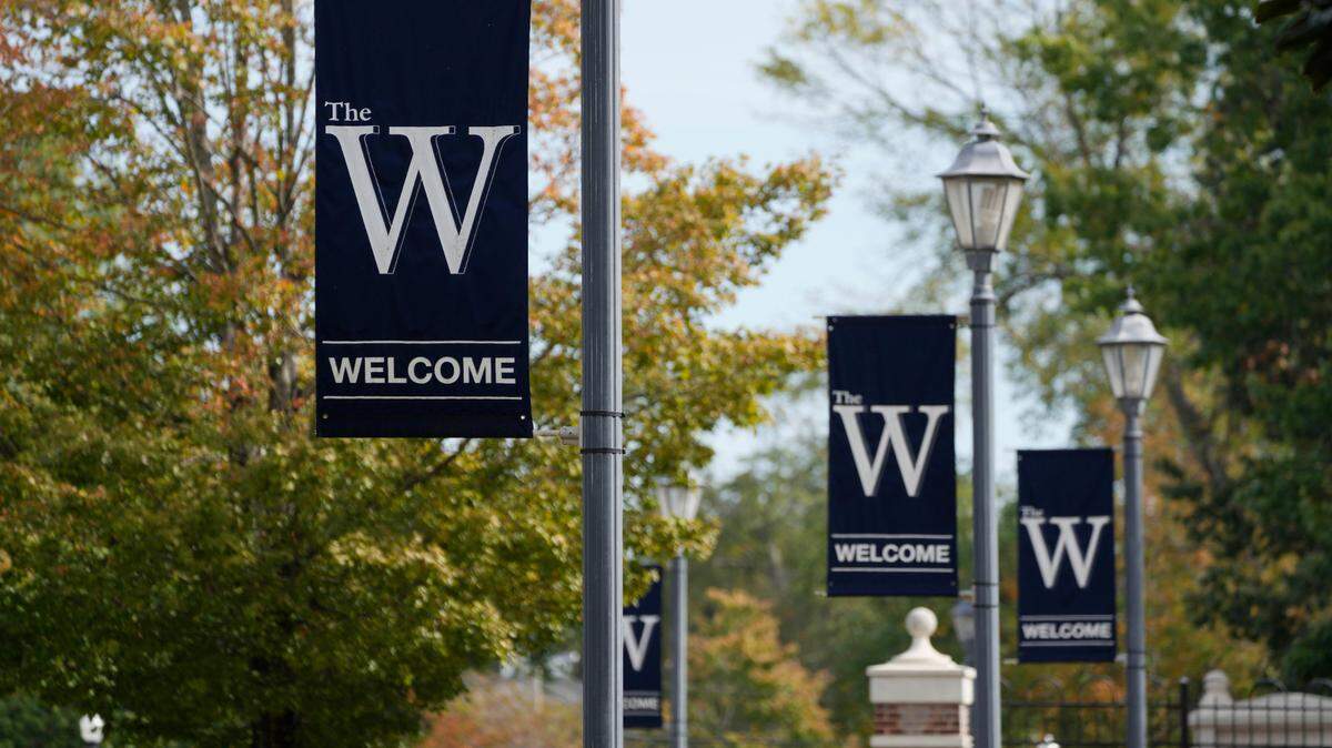 Mississippi University for Women banners decorate the Columbus campus last year.