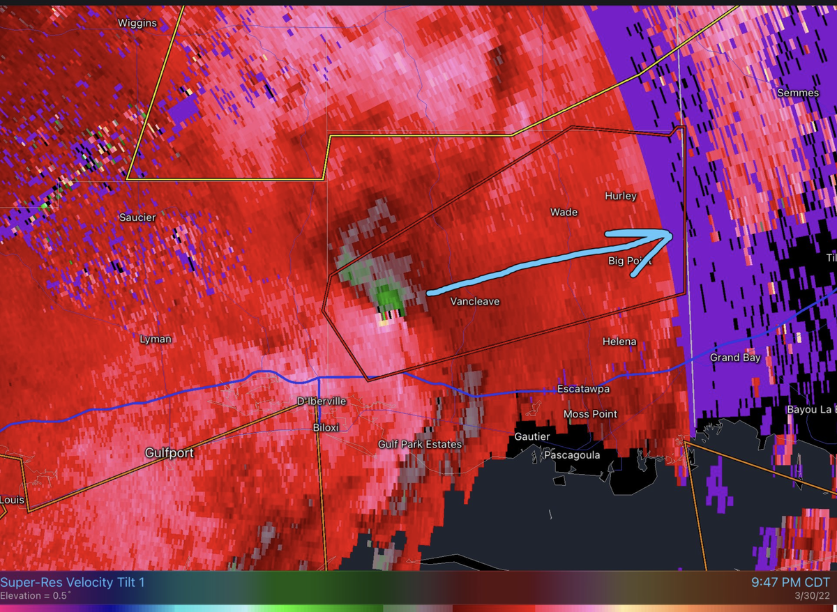 A tornado was confirmed on the ground in Vancleave on March 30, 2022, by the National Weather Service.