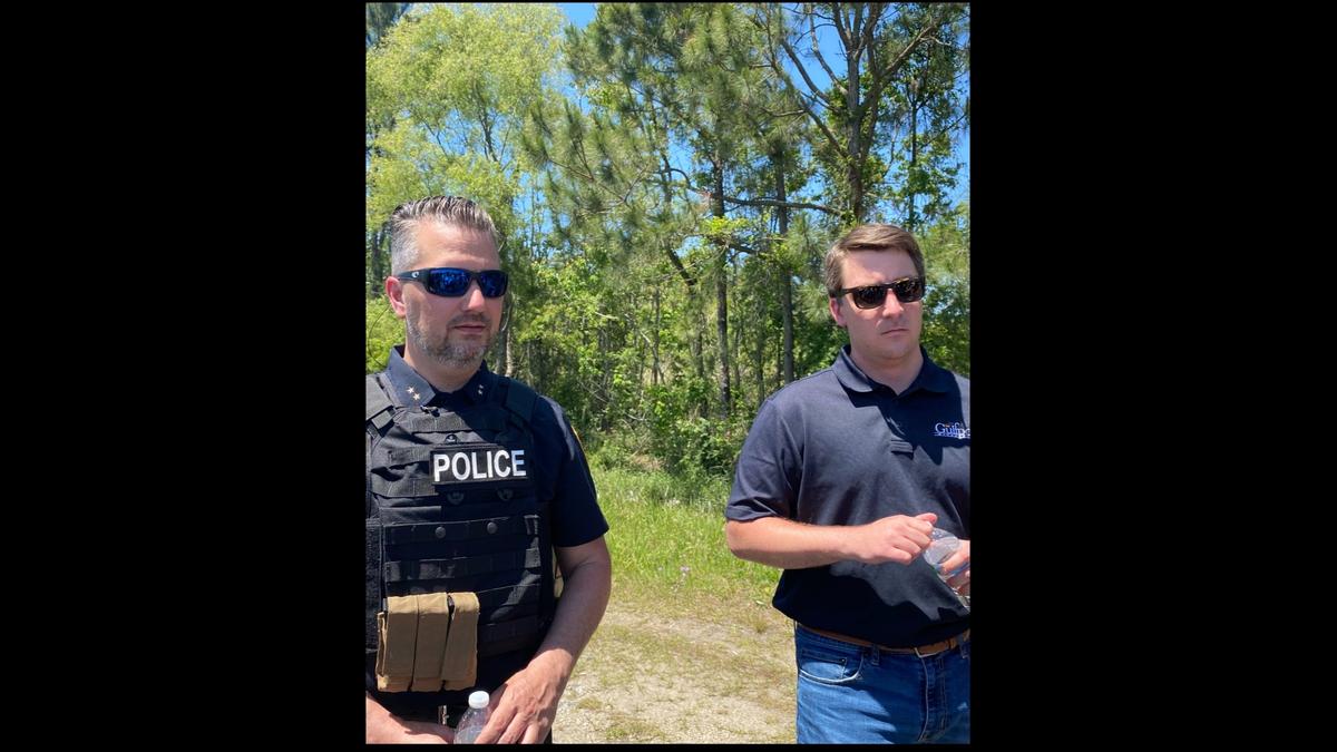 Gulfport Police Chief Adam Cooper talks the media after a man believed to be a suspect in triple homicide in Biloxi is found dead hours after barricading himself inside a Gulfport gas station.