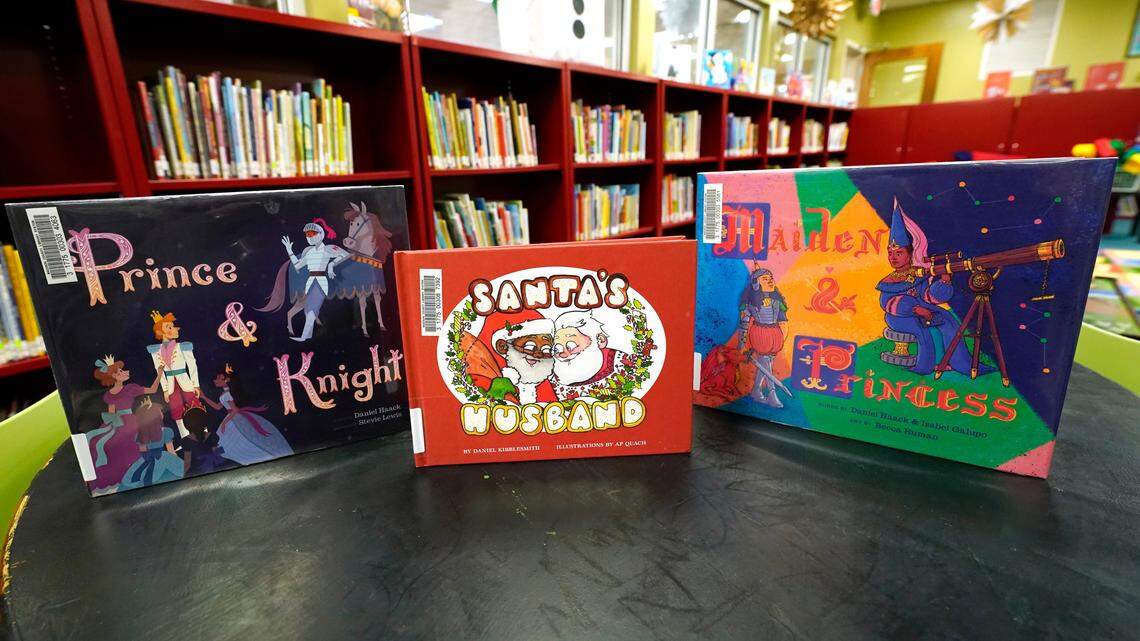 The executive director of the Madison County Library System says Ridgeland, Mississippi, Mayor Gene McGee is withholding $110,000 from his city’s library because LGBTQ genre books similar to these, photographed Thursday, Jan. 27, 2022, in Ridgeland, are on the shelves of the city’s library.