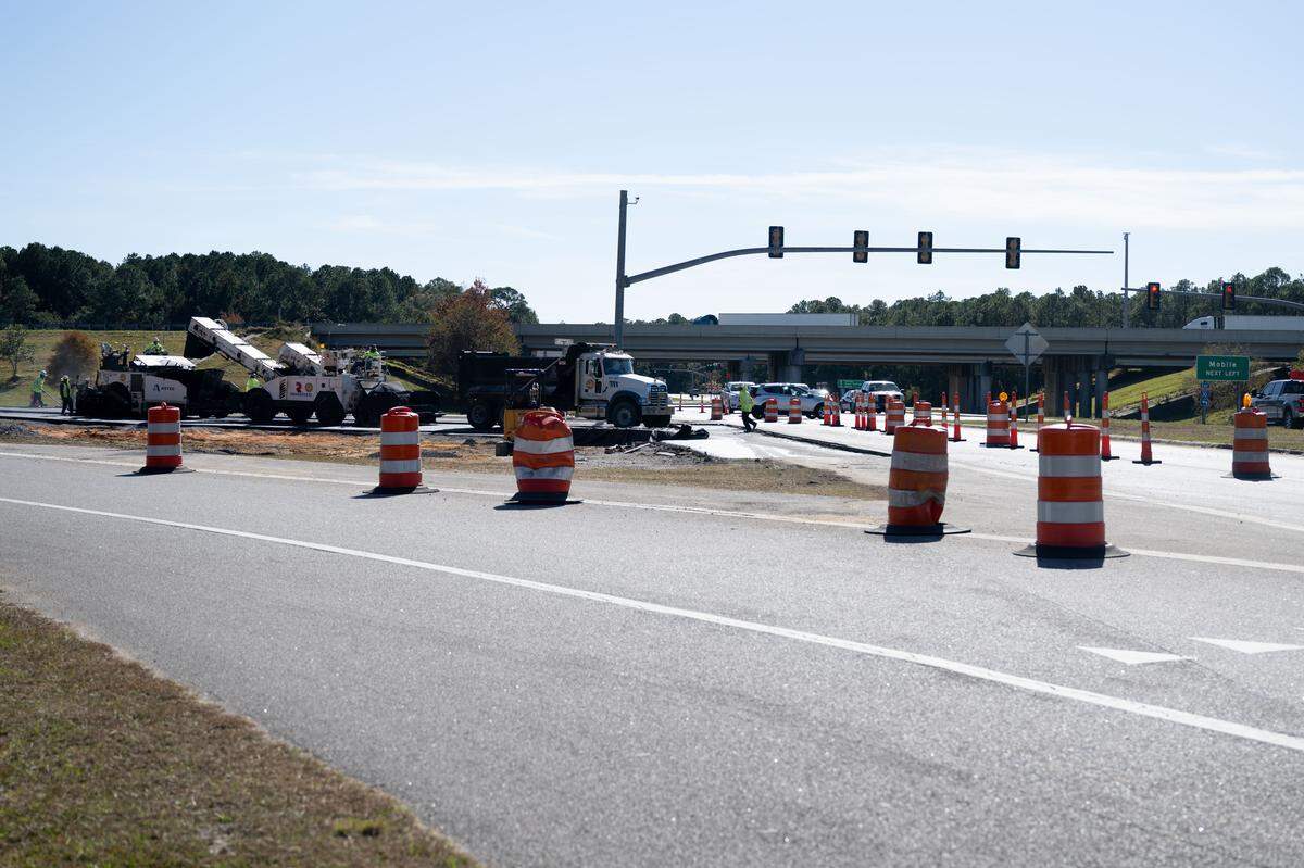 Construction on Highway 57 between I-10 and Vancleave on Wednesday, Nov. 12, 2025.