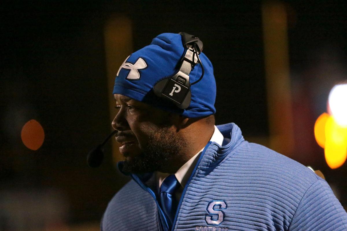 Stone County head coach John Feaster during the first round 4A playoff game between Moss Point and Stone at Moss Point, Friday, November 8, 2019.