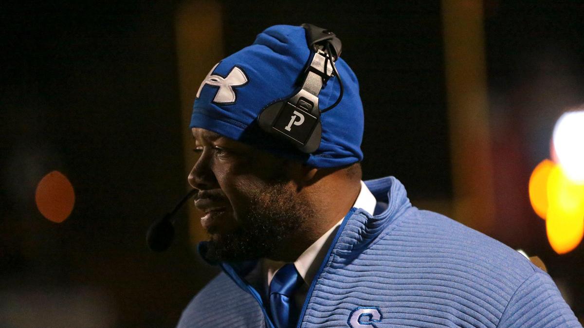 Stone County head coach John Feaster during the first round 4A playoff game between Moss Point and Stone at Moss Point, Friday, November 8, 2019.
