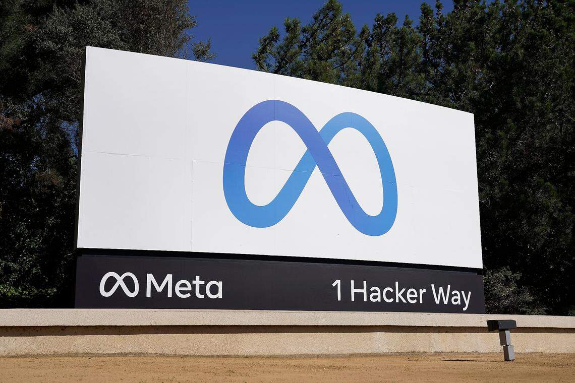 FILE - Facebook’s Meta logo sign is seen at the company headquarters in Menlo Park, Calif. on Oct. 28, 2021. The Supreme Court’s decision to end the nation’s constitutional protections for abortion has catapulted businesses of all types into the most divisive corner of politics. A rash of iconic names including The Walt Disney Company, Facebook parent Meta, and Goldman Sachs announced they would pay for travel expenses for those who want the procedure but can’t get it in the states they live in. (AP Photo/Tony Avelar, File)