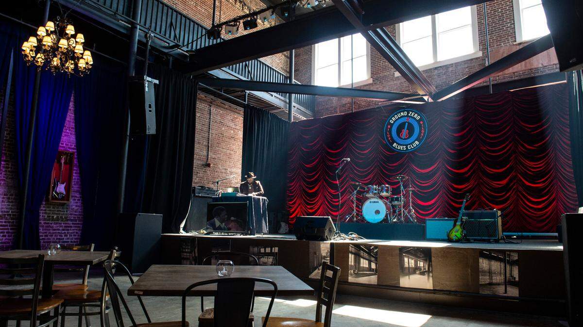 The stage inside Ground Zero Blues Club in Biloxi on Thursday, Feb. 10, 2022. The first public concert will be held at the new venue on Feb. 11 and the grand opening concert will be held Feb. 18.