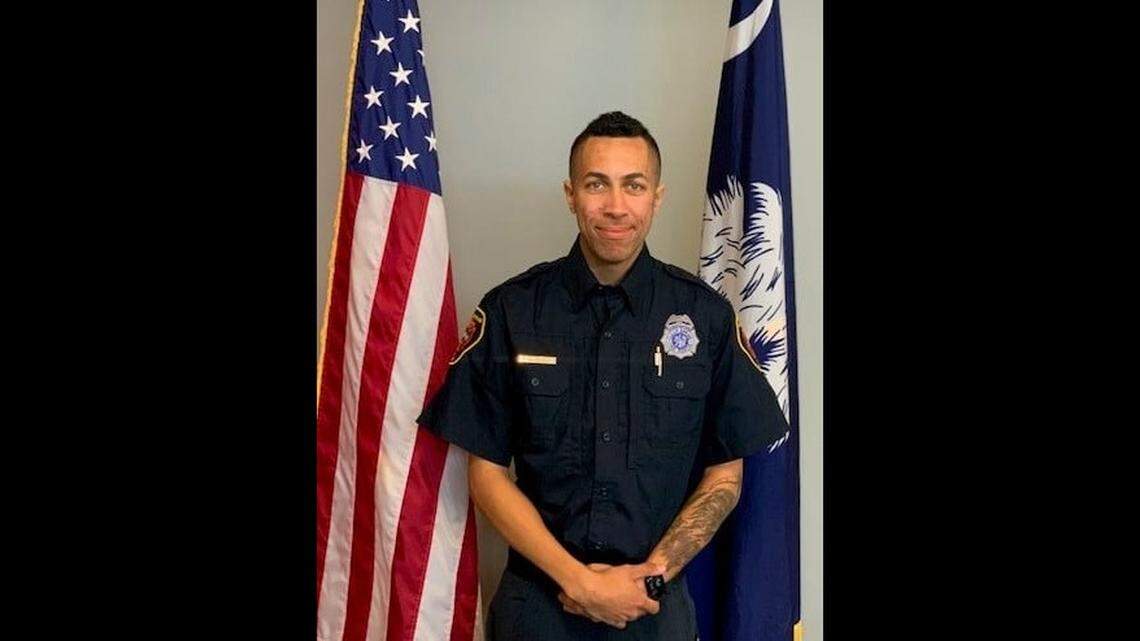 Firefighter Tyler Warfield, 23, was headed to work when his motorcycle collided with a Ford pickup, South Carolina officials say.
