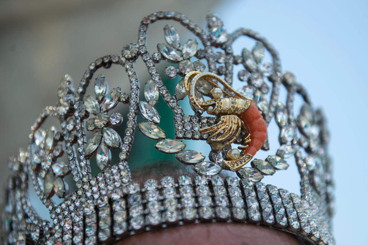 Shrimp King Wally Gollot wears a shrimp crown during the Blessing of the Fleet in Biloxi on Sunday, May 28, 2023. The blessing of the fleet signified the start of shrimping season.
