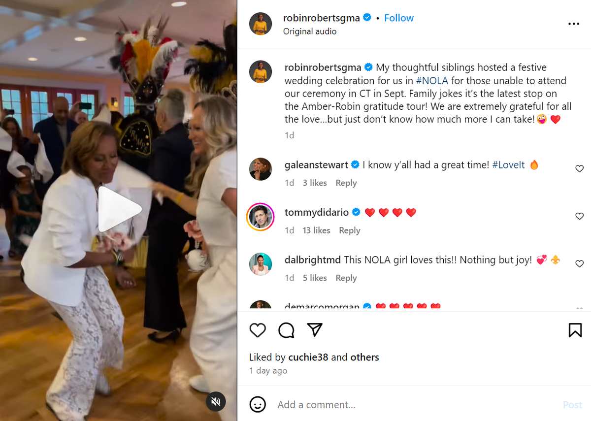 “Good Morning America” host Robin Roberts made a final stop in New Orleans this weekend in a celebration tour honoring her marriage to longtime partner Amber Laign.