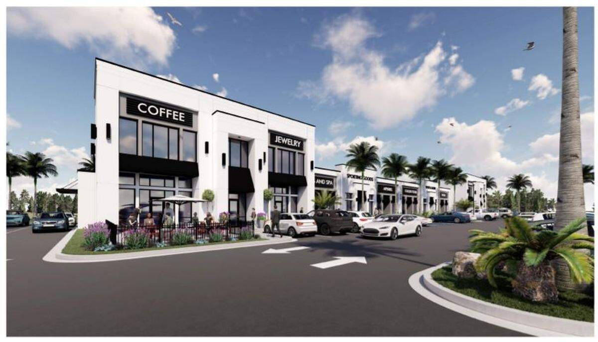 The rendering of Magnolia Plaza by Machado Patano shows the strip center that will be built at the corner of Cowan Road and Magnolia in Gulfport. The corridor from I-10 to the beach is one of the most attractive for new development in South Mississippi.