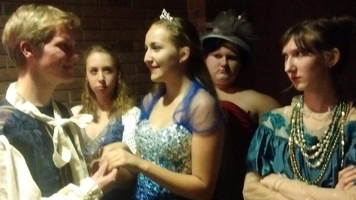 COURTESY CENTER STAGE'Cinderella' cast members Jessie Harris, left, Marley Mundell, Katelyn Babischkin, Amanda Yates and Mattie Millett