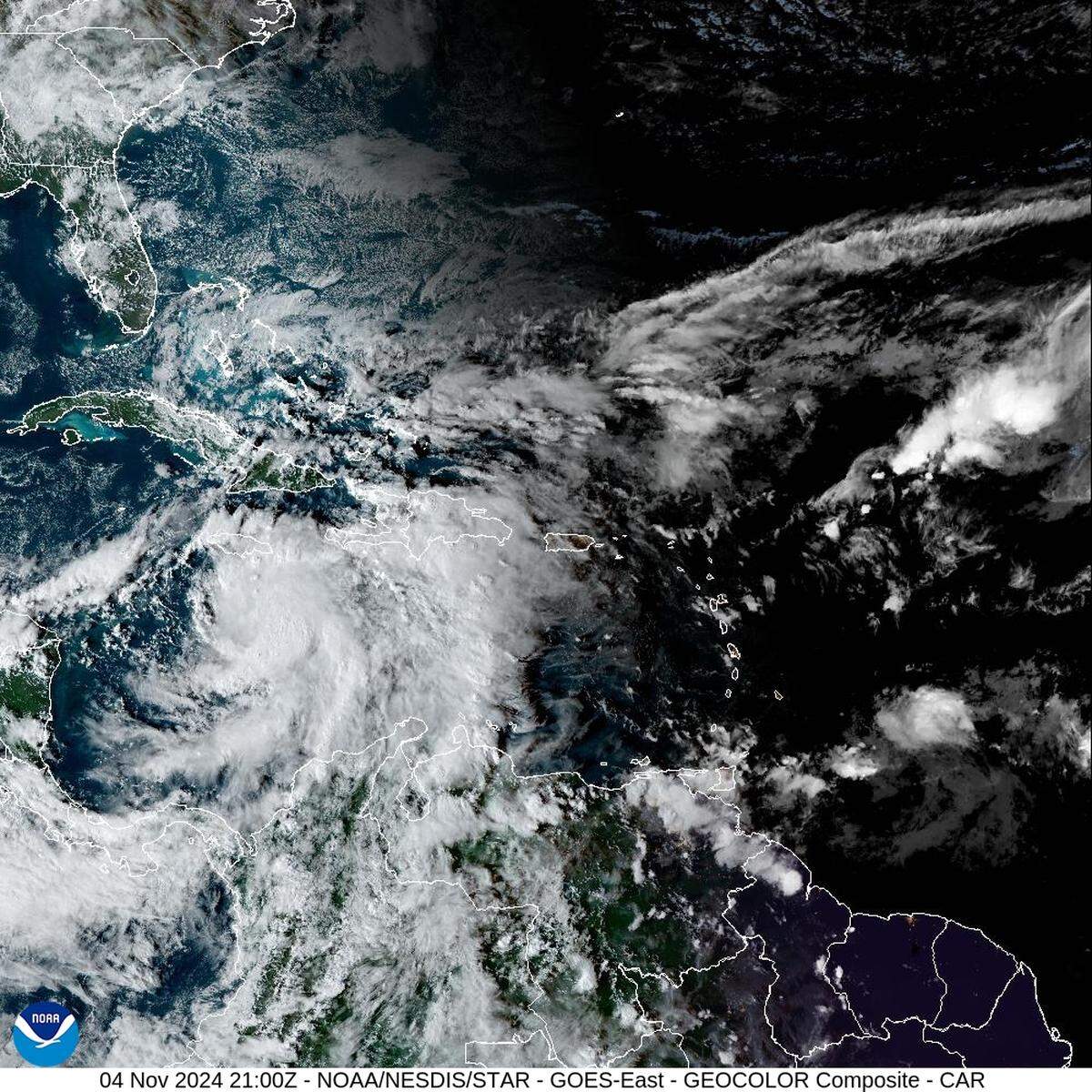 Tropical Storm Rafael formed Monday afternoon in the Caribbean Sea.