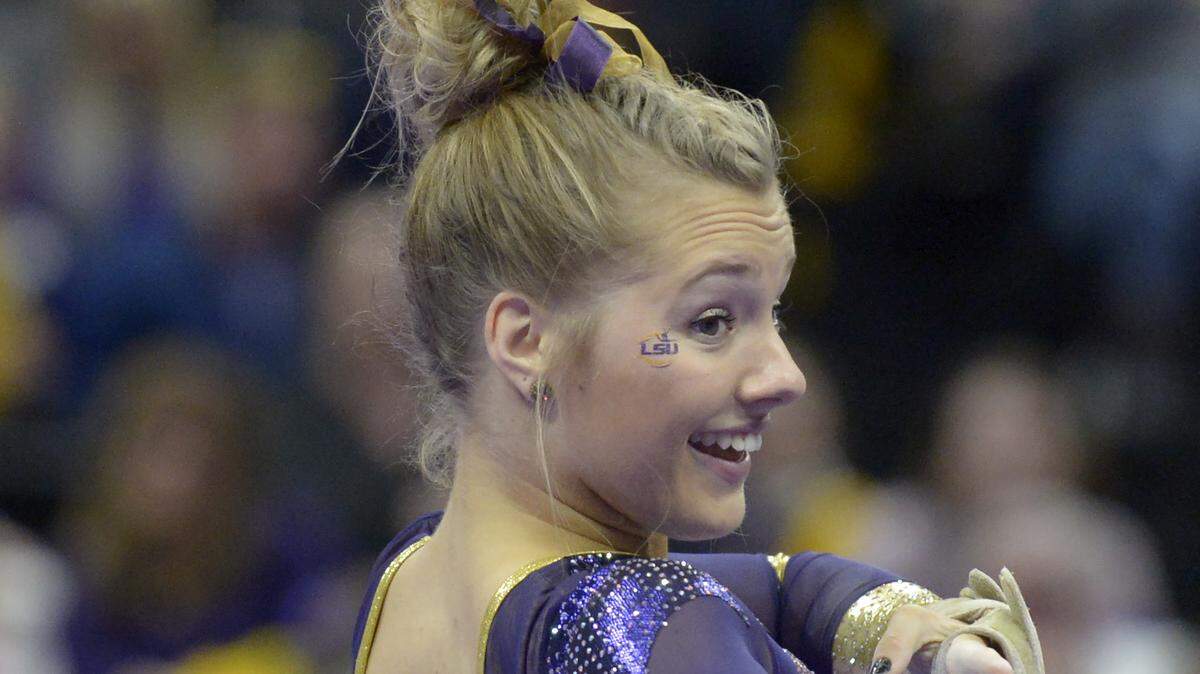 LSU freshman Sarah Edwards performs her floor routine in the Tigers' meet against Alabama on Jan. 19 at LSU's Pete Maravich Assembly Center in Baton Rouge, La. Edwards scored a 9.875 in the event.