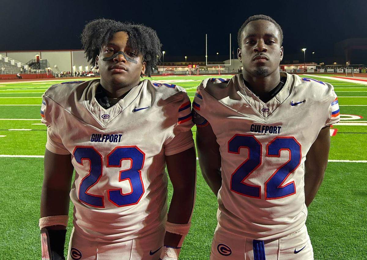 Gulfport’s Javon Anderson and Andre Peters led the Gulfport defense during a 21-7 win over Biloxi in 2024.