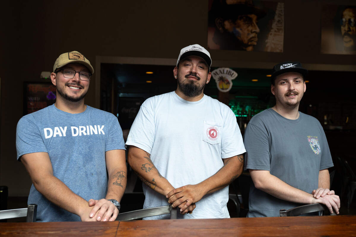 From left to right; Richard Scott, Luis Gonzalez and Deven Soto pose at the bar for a portrait at Ground Zero Blues Club & Restaurant in Biloxi on Wednesday, July 15, 2026.