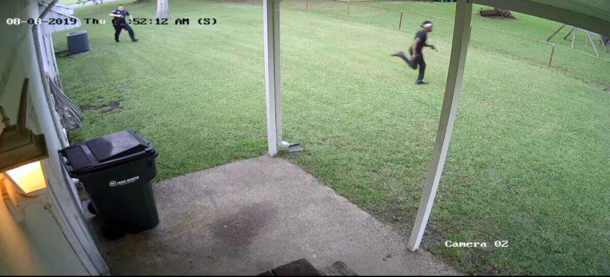 Toussaint Diamon Sims is armed and running from Moss Point Police Lancen Shipman prior to Sim’s shooting death the evening of Aug. 8, 2019.