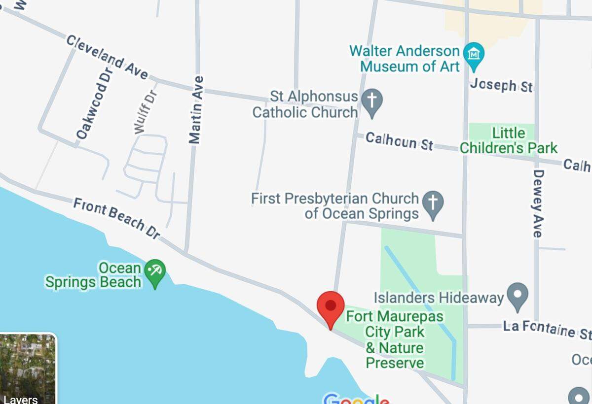 The city plans an event space, marina and parking at Front Beach Drive and Jackson Avenue, with parking on the northwest corner of the intersection and the event space south of Front Beach Drive with the marina.