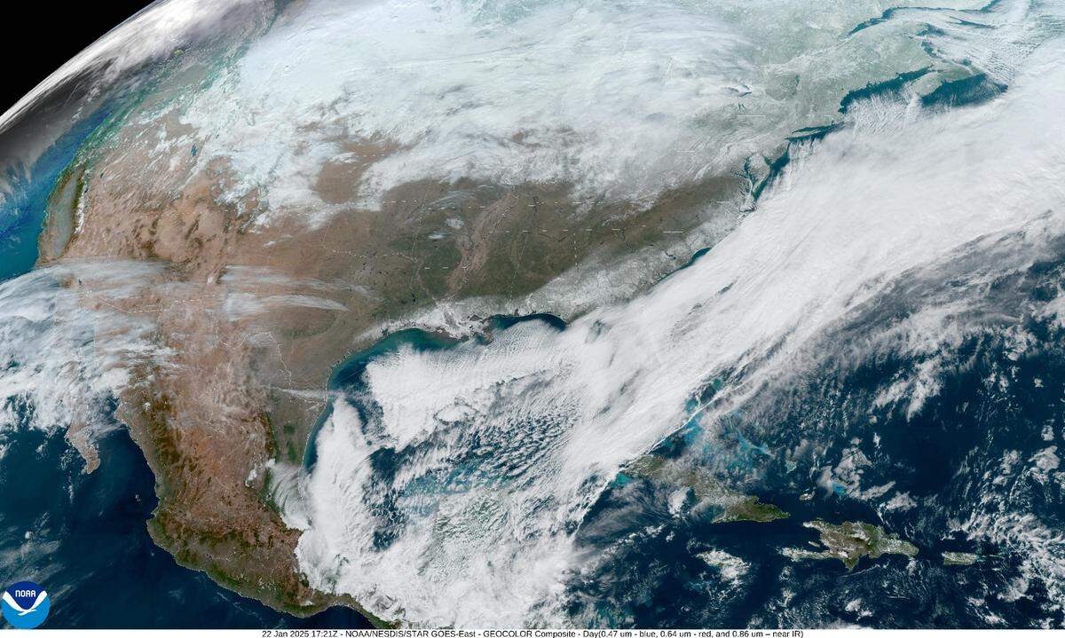 Snow that fell Tuesday, Jan. 21, 2025 on the Mississippi Coast and across the South was still visible from space Wednesday morning.