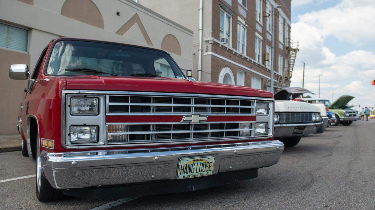 Cars parked along Main Street during the Biloxi Block Party, a Cruisin’ The Coast event in Biloxi on Wednesday, Oct. 9, 2024.