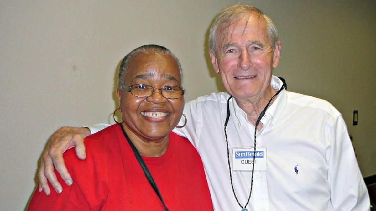 Ruby Grace with former Sun Herald publisher Roland Weeks.