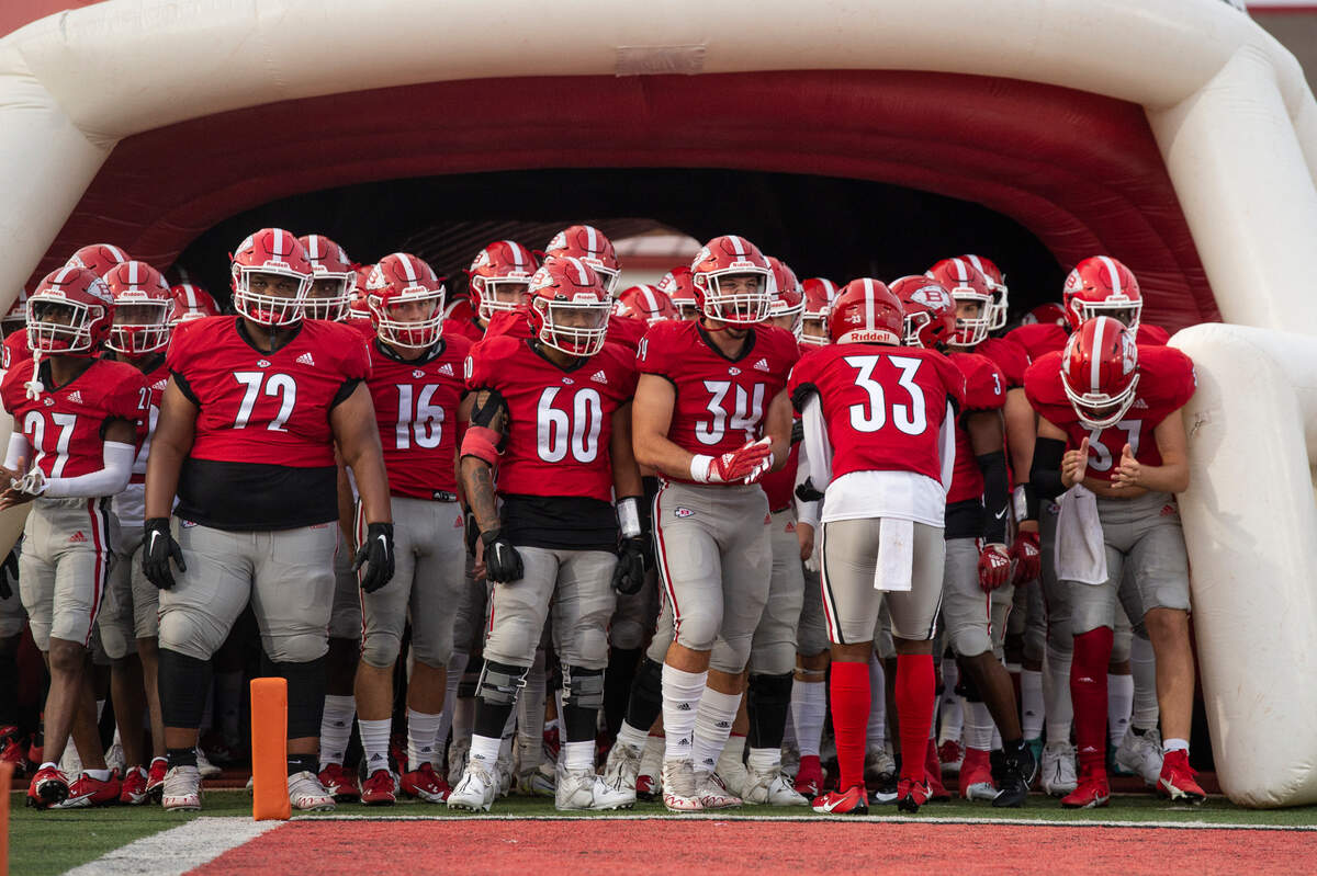 The Biloxi Indians prepare to run out onto the field before their game against George County at Biloxi High School on Friday, Sept. 8, 2023.