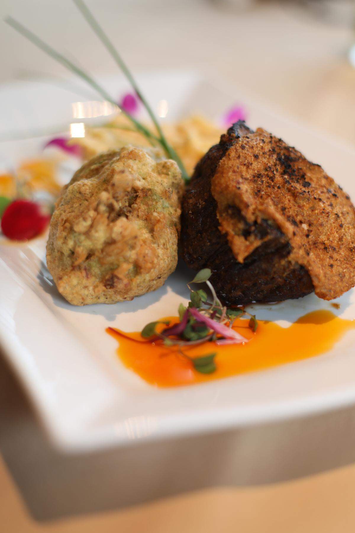The creole mustard crusted filet with a crab-stuffed avocado whipped curry potatoes at Blue Bayou inside Silver Slipper Casino in Hancock County.