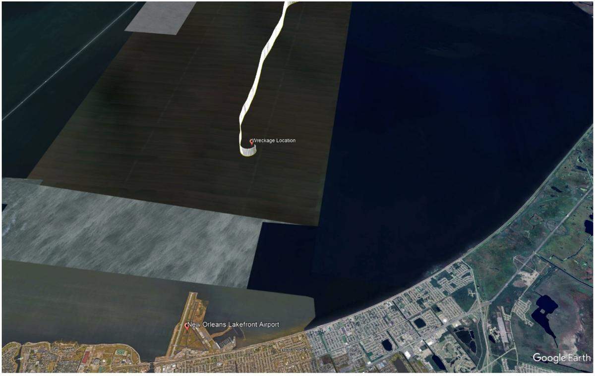 This graphic shows a three-dimensional representation of the final portion of a Cessna 172’s flight path during a fatal crash Nov. 24 on Lake Pontchartrain.