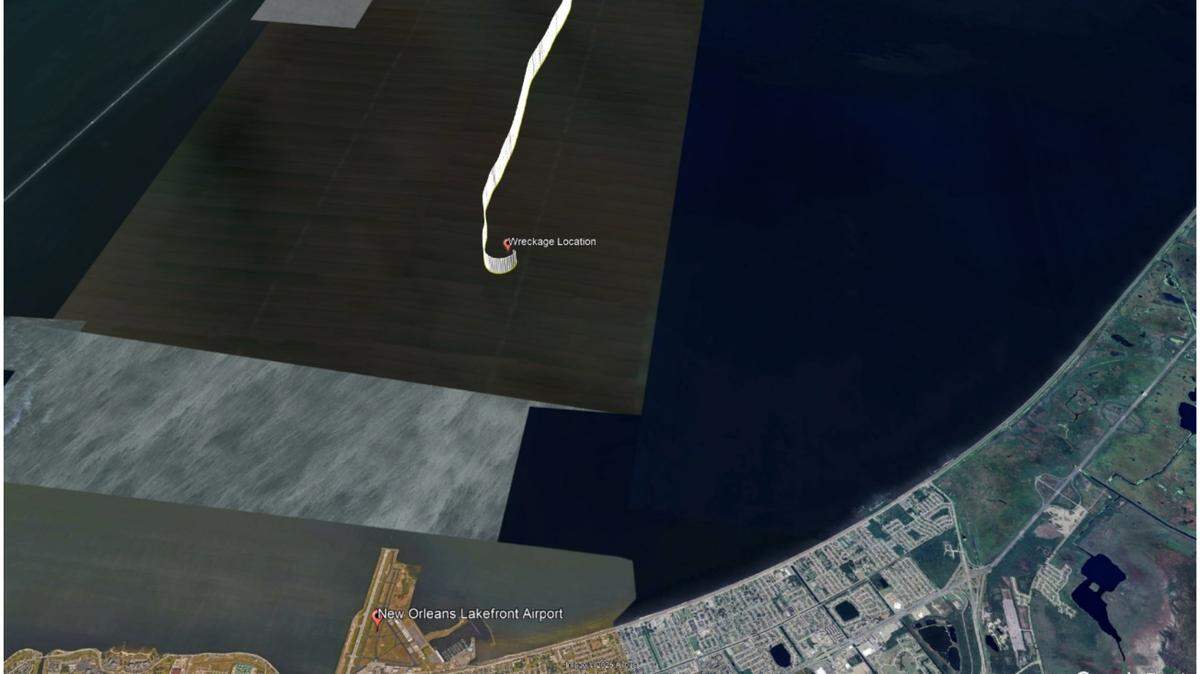 This graphic shows a three-dimensional representation of the final portion of a Cessna 172’s flight path during a fatal crash Nov. 24 on Lake Ponchartrain.