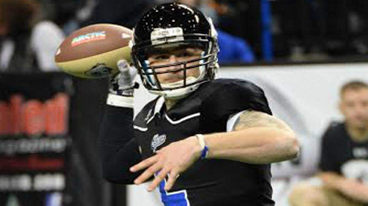 DAN McCANN/CEDAR RAPIDS TITANS 
 Former St. Stanislaus quarterback Dylan Favre was named the Indoor Football League's Offensive Player of the Week recently after racking up seven total touchdowns in an upset win.
