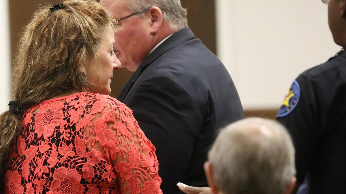 Melinda Rosetti-Spence is led to jail on Monday, July 2, 2018 after being sentenced to serve 10 years for embezzling $266,000 from Pink Heart Funds, a non-profit in Long Beach.