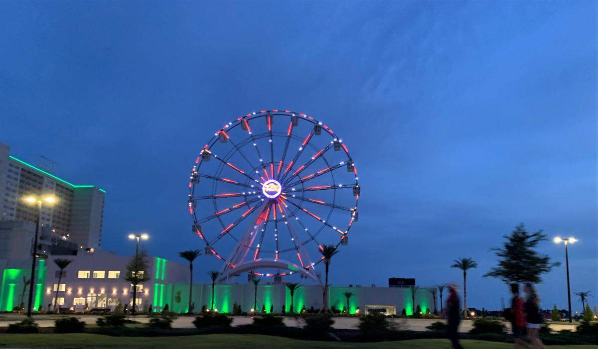 Boardwalk lights are now part of the skyline in East Biloxi as work continues at Paradise Pier Fun Park at Margaritaville Resort Biloxi.
