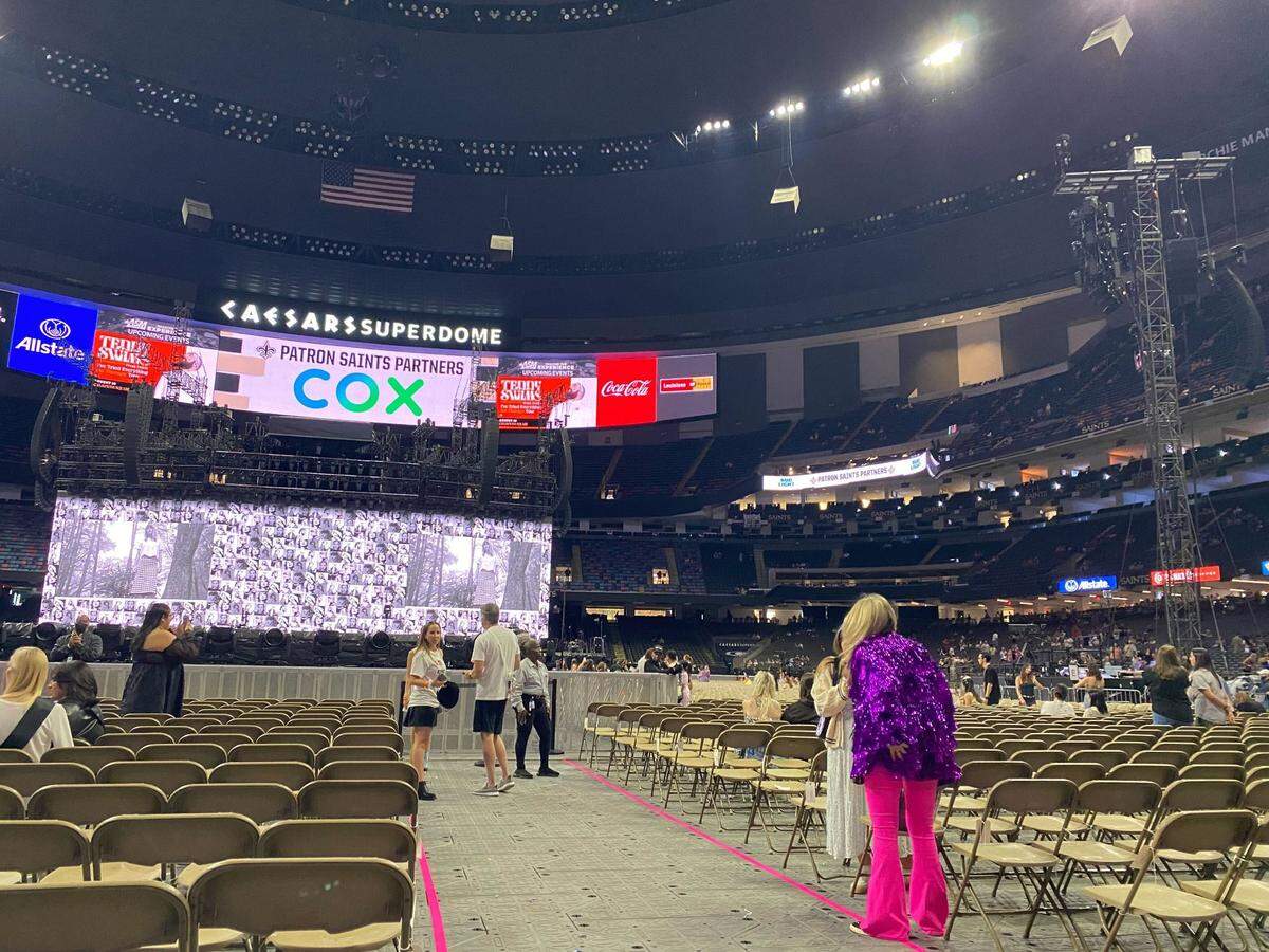 The clock is ticking down to showtime for Night 1 of The Eras Tour at the Superdome in New Orleans.