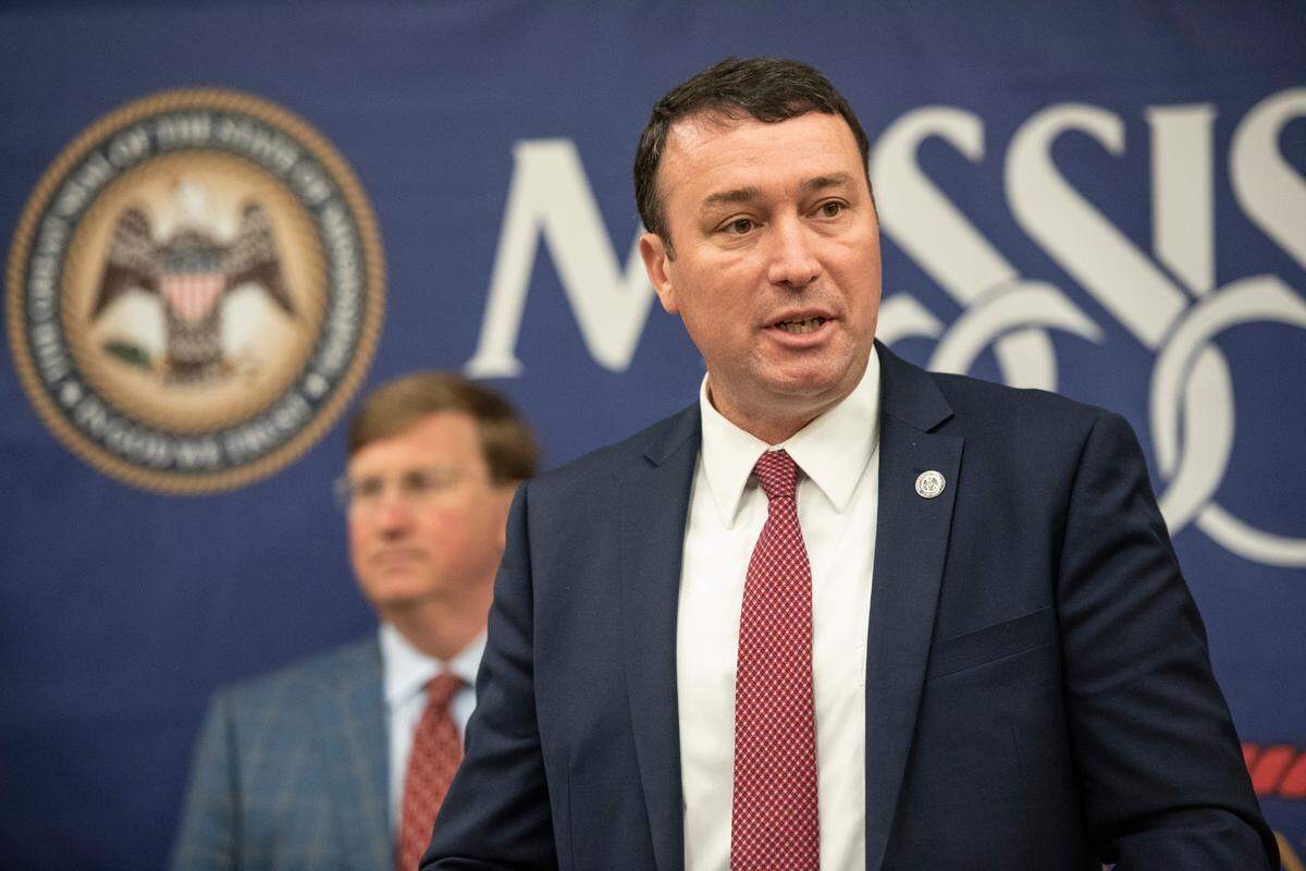 Department of Public Safety Commissioner Sean Tindell speaks to the press during a press conference on drug crime at Mississippi Bureau of Investigation offices in Biloxi on Wednesday, May 11, 2022.