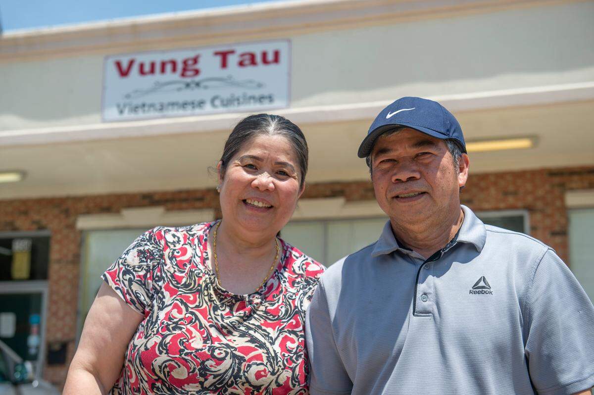 Vung Tau owners Chiem Lam and Theu Phan outside Vung Tau in Biloxi on Thursday, Aug. 3, 2023.