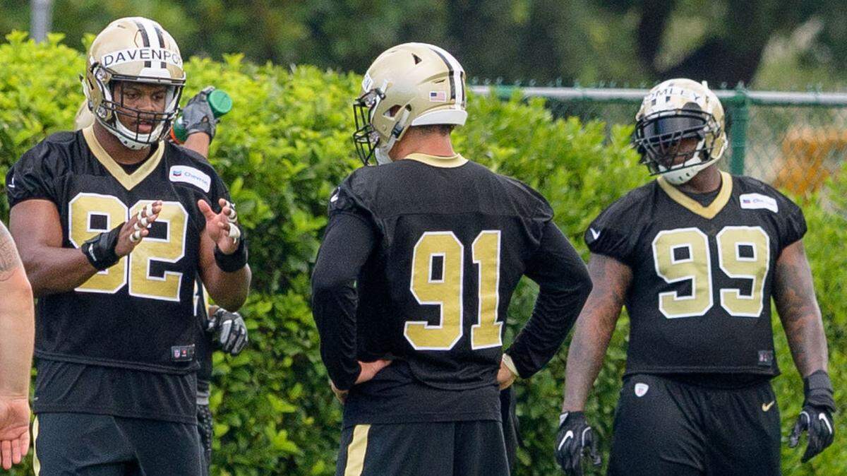 New Orleans Saints have invested in defensive end Marcus Davenport (92), a potentially good, young pass rusher to make a strong Super Bowl run.
