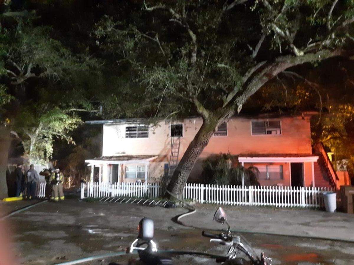 Biloxi firefighters extinguish a fire at Rodenberg Apartments on Nov. 15, 2021.