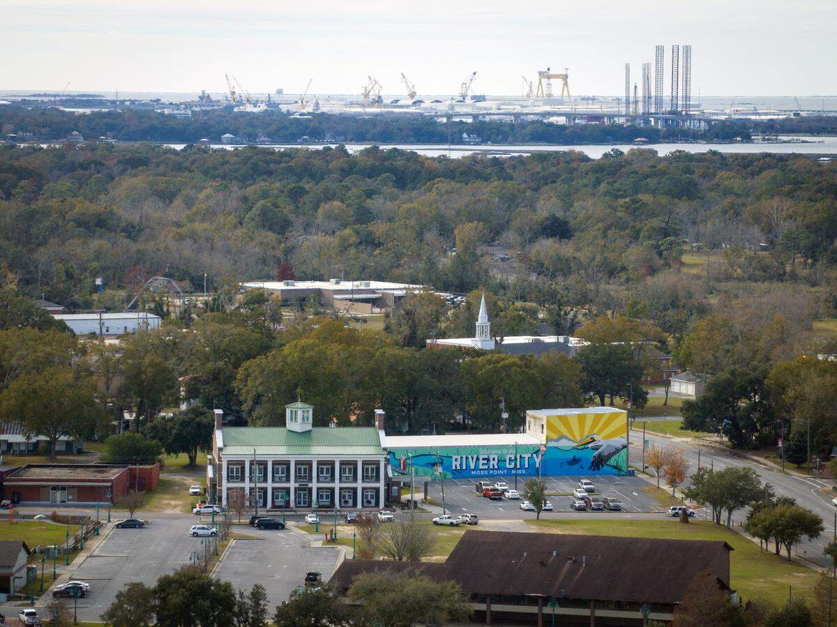 Moss Point is seen next to the Pascagoula River on Dec. 14, 2023.